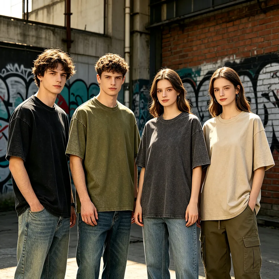 Áo thun tay ngắn form rộng loang màu vintage unisex